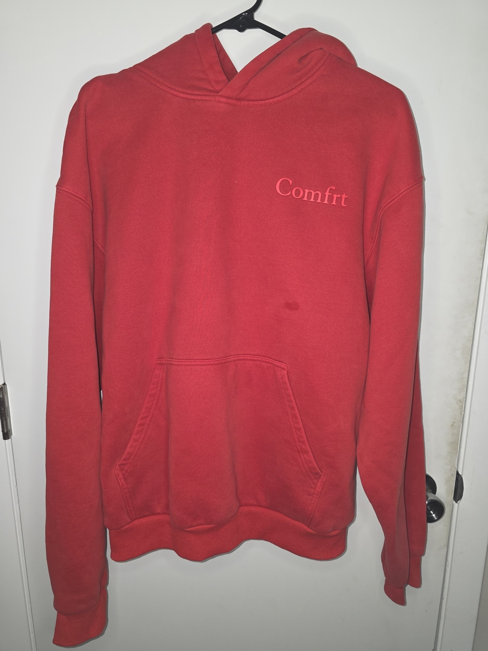 Comfrt Signature Weighted Hoodie Medium Crimson Red Good Days Ahead Affirmation